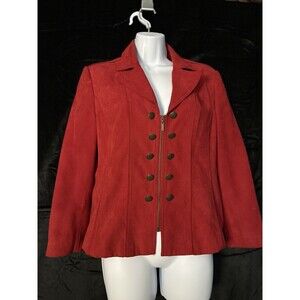 Conrad C Collection Ladies Red Faux Suede  Zip Up Blazer Size 6,